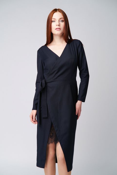 Dress on the smell with lace Ganveri dark blue