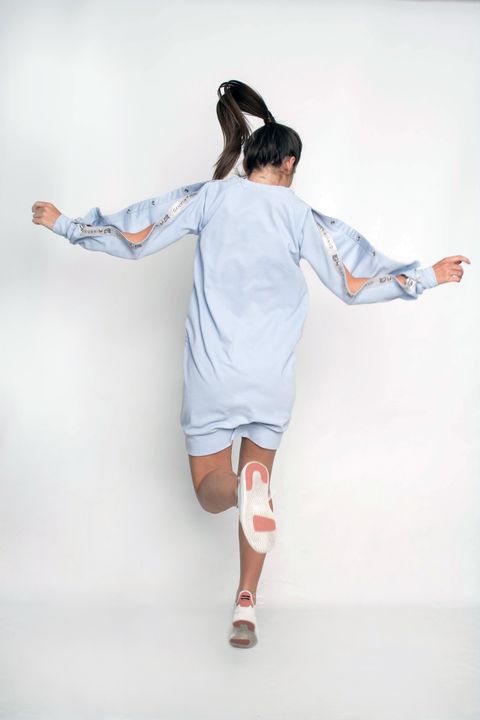 Трикотажный реглан-платье с кнопками Ganveri Голубой