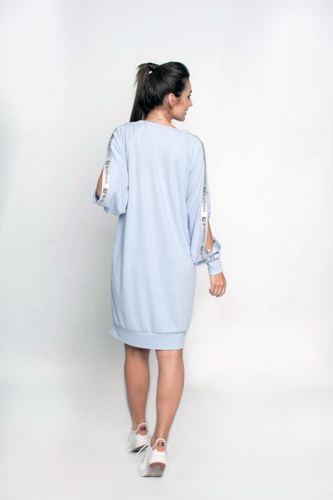 Трикотажна реглан-сукня з кнопками Ganveri Блакитний